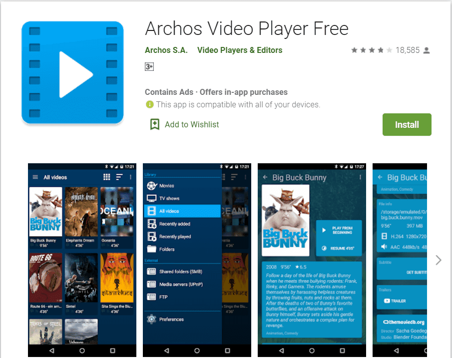 Reproductor de vídeo Archos