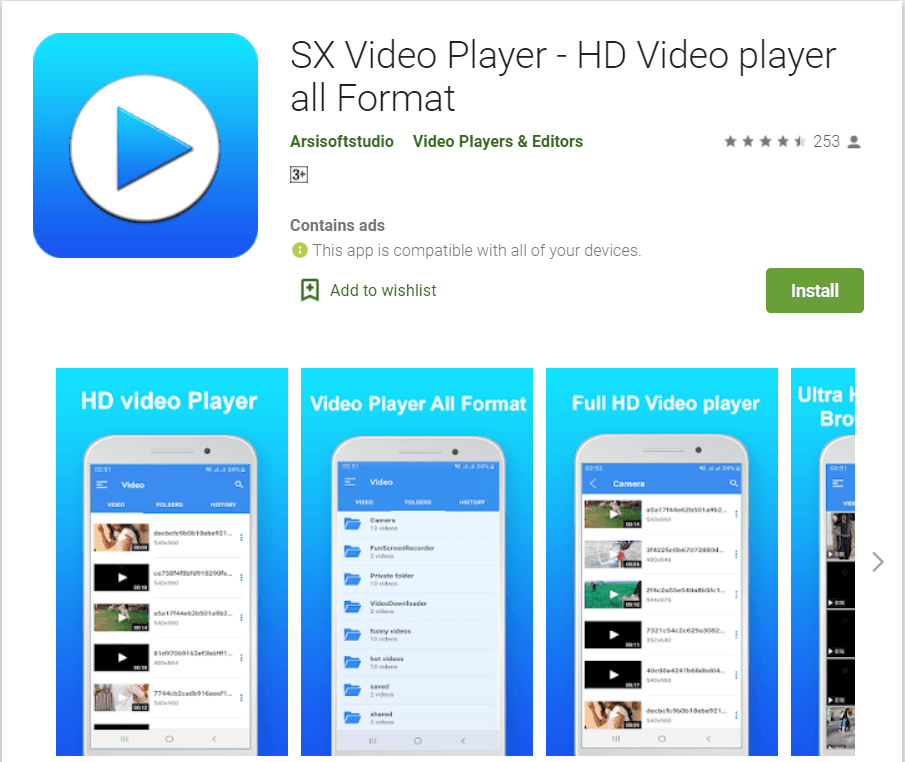 Reproductor de vídeo SX