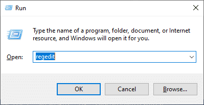Abra el cuadro de diálogo Ejecutar (haga clic en la tecla de Windows y la tecla R juntas) y escriba regedit.  Corrija la existencia de recursos insuficientes del sistema para completar el error de la API