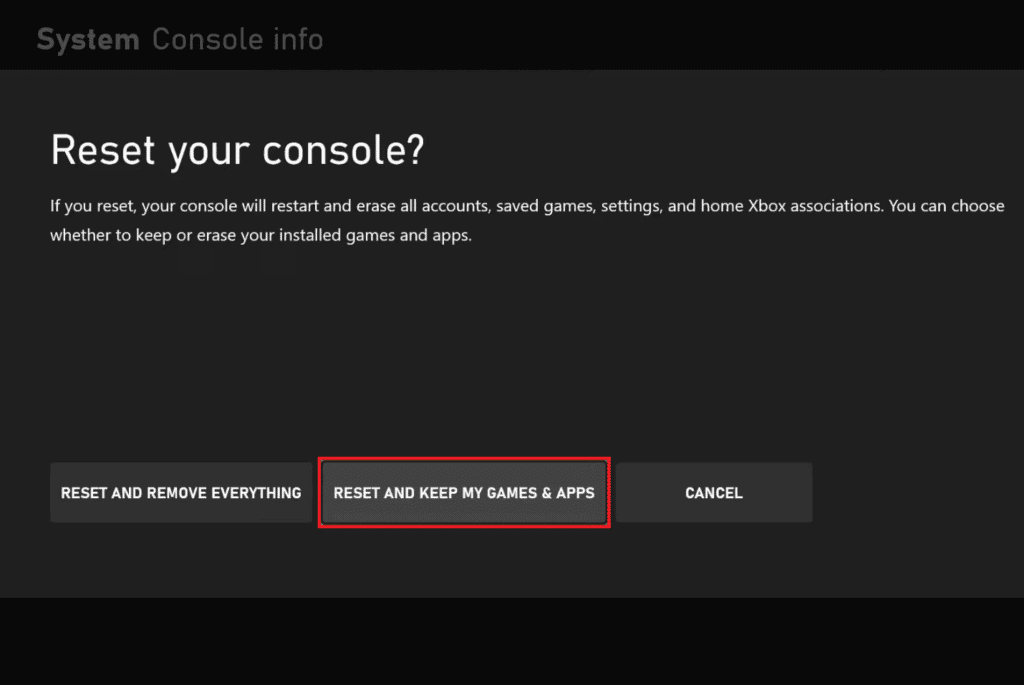 Seleccione RESTABLECER Y MANTENER MIS JUEGOS Y APLICACIONES