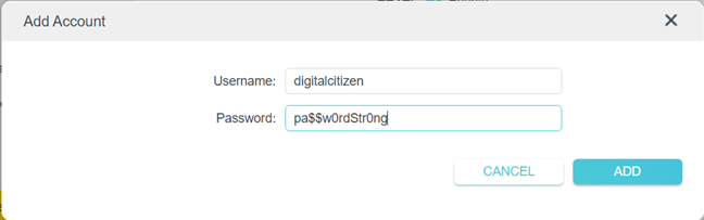 Wpisz nazwę użytkownika i hasło do serwera VPN