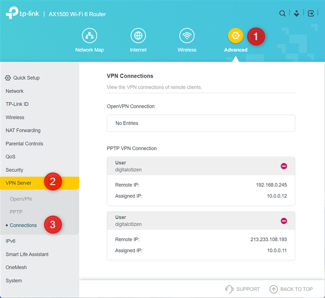 Wyświetl klientów połączonych z VPN