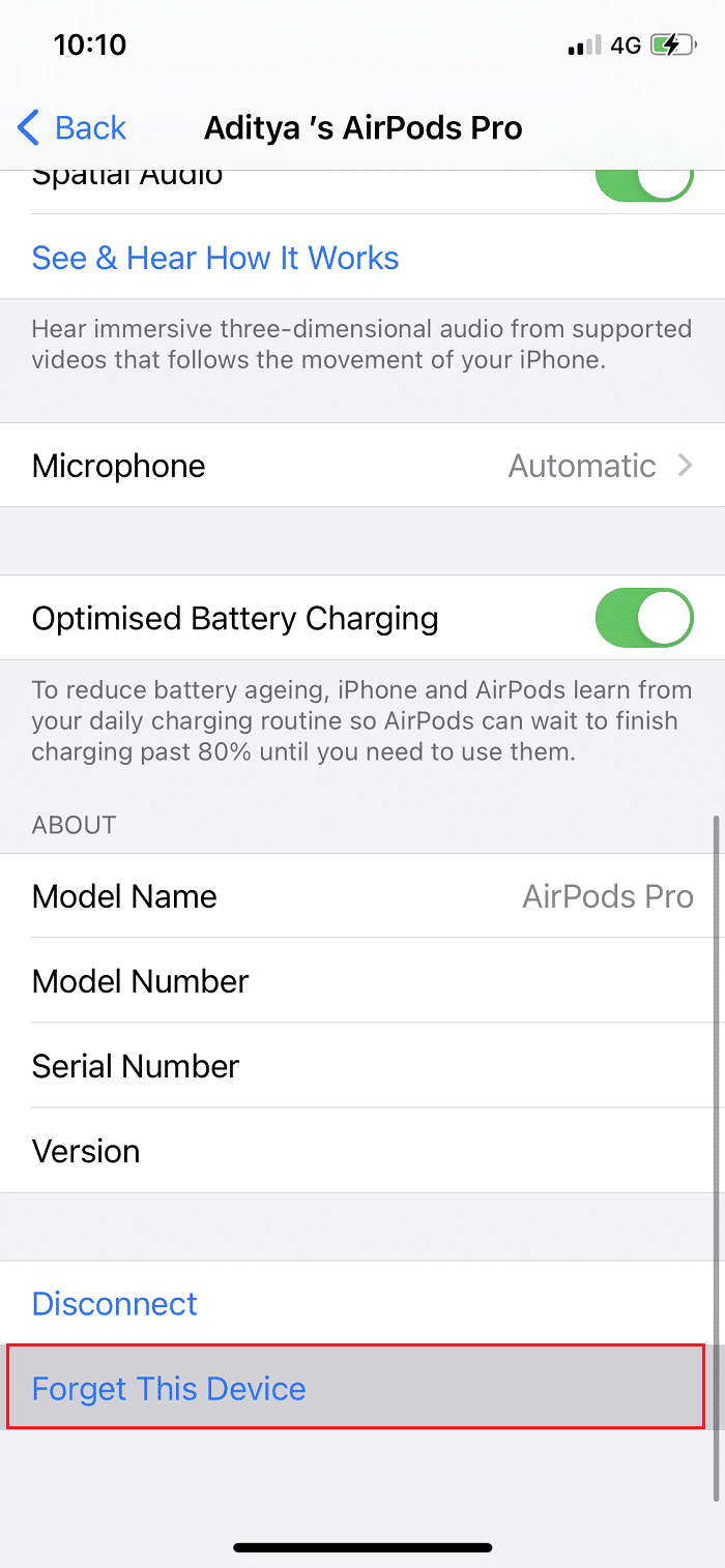 Selecciona Olvidar este dispositivo debajo de tus AirPods.