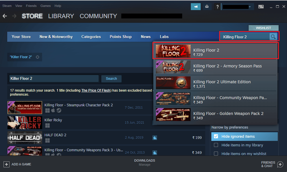 Entra en Killing Floor 2 y haz clic en el resultado superior.  Arreglar Killing Floor 2 Esperando el problema de los jugadores