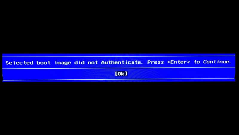 Reparar la imagen de arranque seleccionada Error no autenticado
