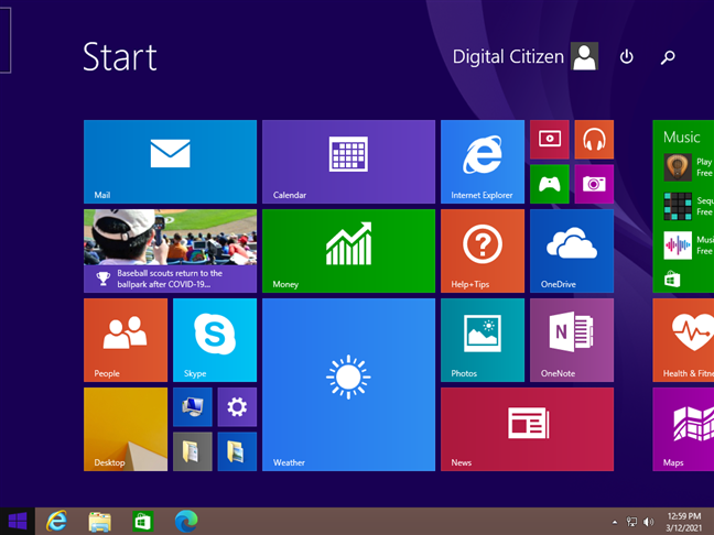 Pantalla de inicio y escritorio de Windows 8.1