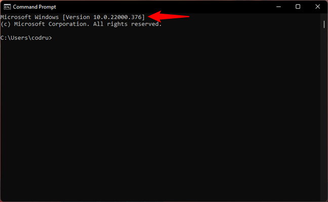 Windows 11 se muestra como la versión 10 compilación 22000 o superior en el símbolo del sistema