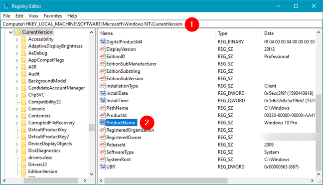 Cómo saber qué Windows tiene: ProductName en el Registro de Windows