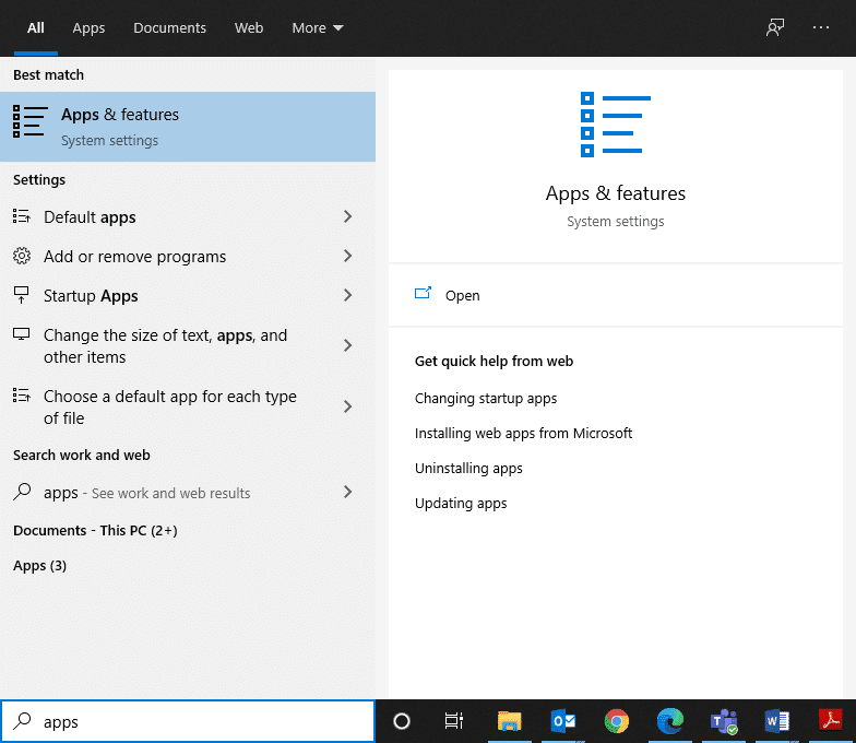 Ahora, haga clic en la primera opción, Aplicaciones y características | Reparar la actualización de Steam atascada