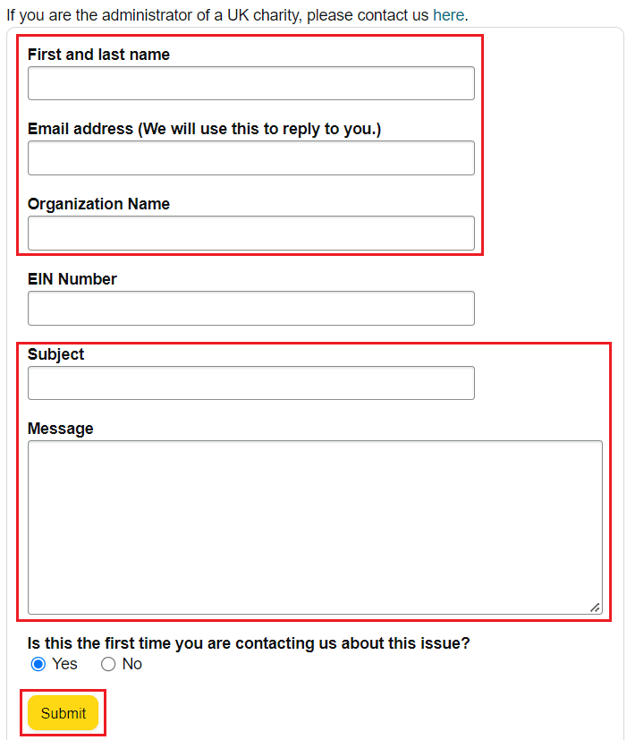 Ingrese su nombre, dirección de correo electrónico, asunto y mensaje y haga clic en Enviar |  Cómo iniciar sesión en su cuenta de Amazon Smile