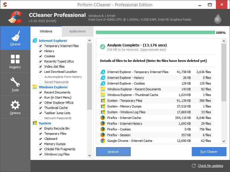 Eliminar archivos temporales usados ​​por programas usando CCleaner