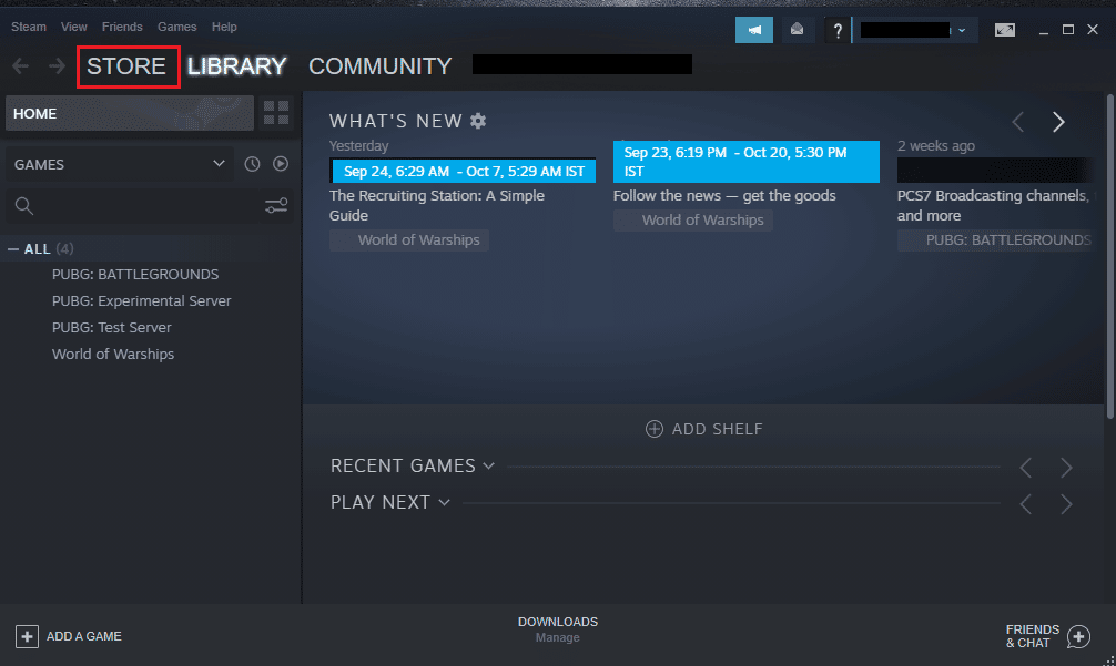 Abre TIENDA.  Arreglar Generation Zero que no se carga en Windows 10