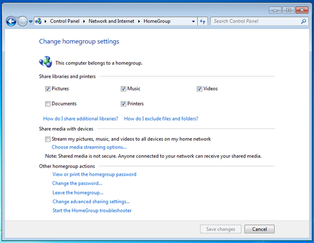 Cambiar la configuración del grupo en el hogar