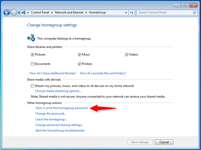 Ver o imprimir la contraseña del grupo en el hogar