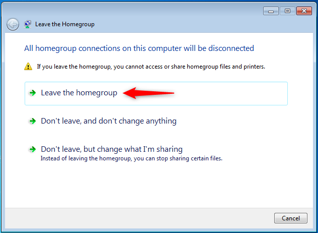 Abandonar el grupo en el hogar