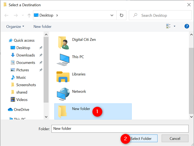 Elija la nueva ubicación de capturas de pantalla de Windows 10