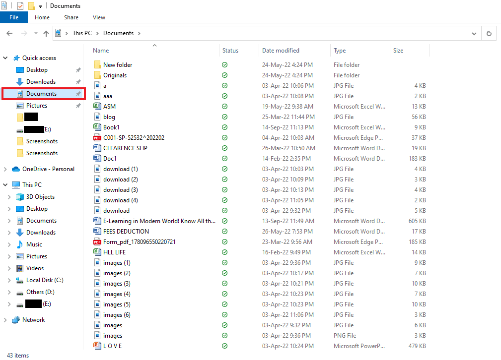 Haga clic en Documentos 