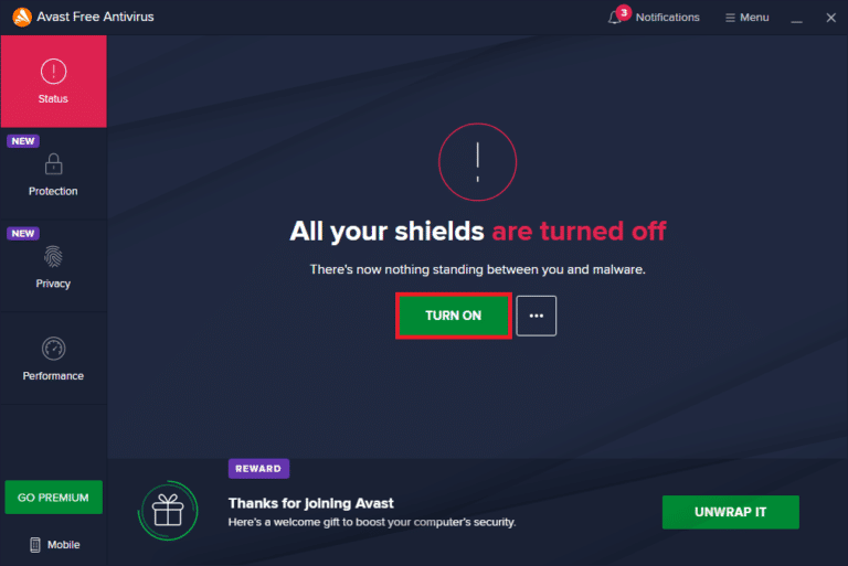 Desactivar programa antivirus 