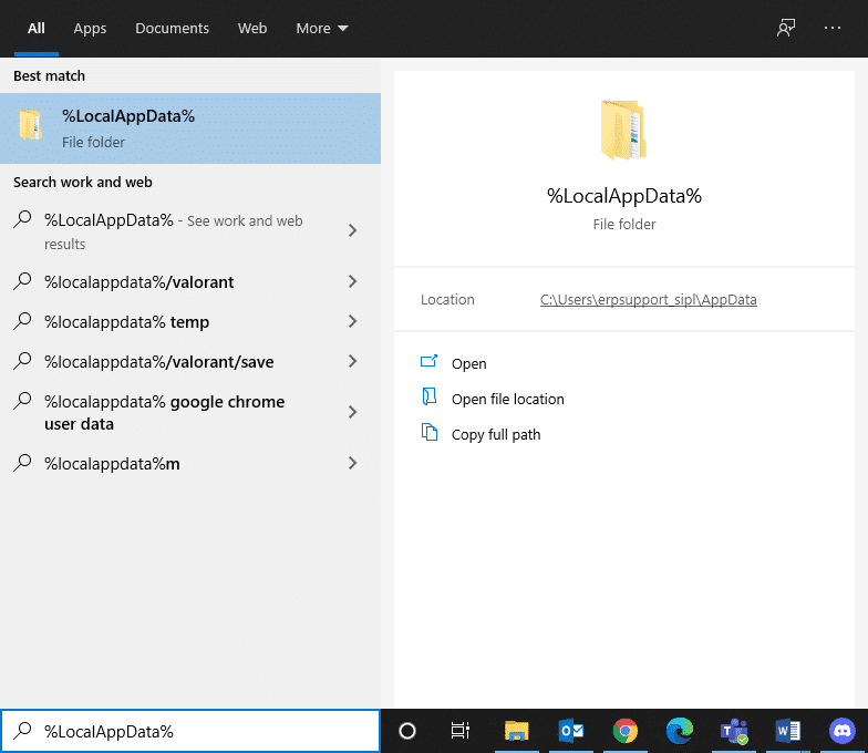 Vuelva a hacer clic en el cuadro de búsqueda de Windows y escriba %LocalAppData% |  Conexión rechazada No hay más información Error de Minecraft
