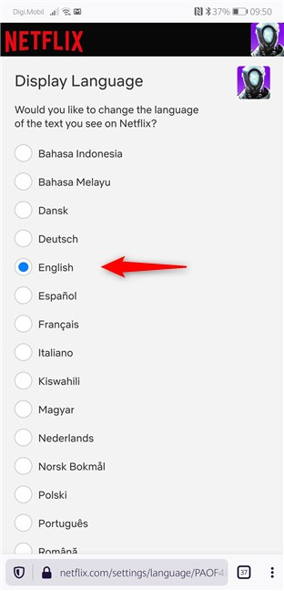 Elegir el idioma de la interfaz para Netflix
