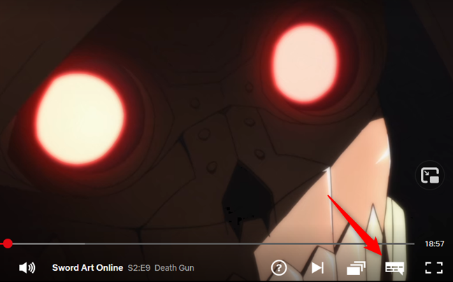 El botón que controla los idiomas de audio y subtítulos en Netflix (navegador y PC)