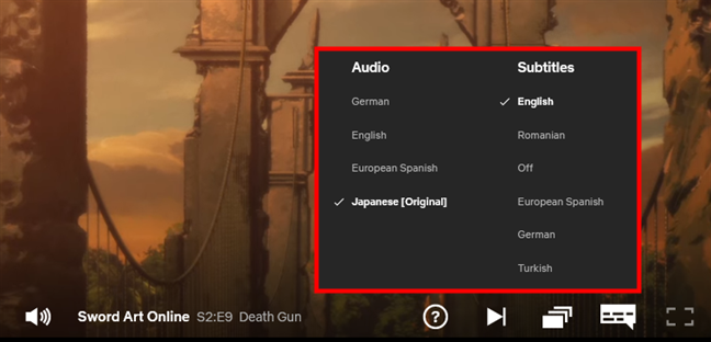 Las opciones de idioma de audio y subtítulos de Netflix