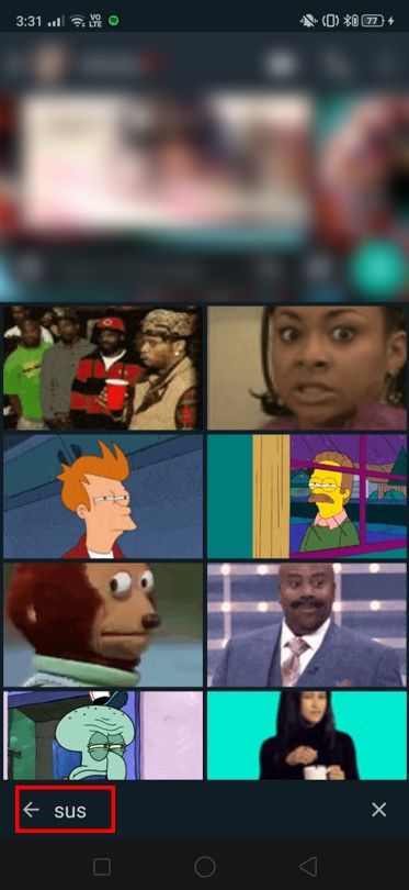 escriba 'Sus' en el cuadro de búsqueda para ver la lista de GIF relevantes.