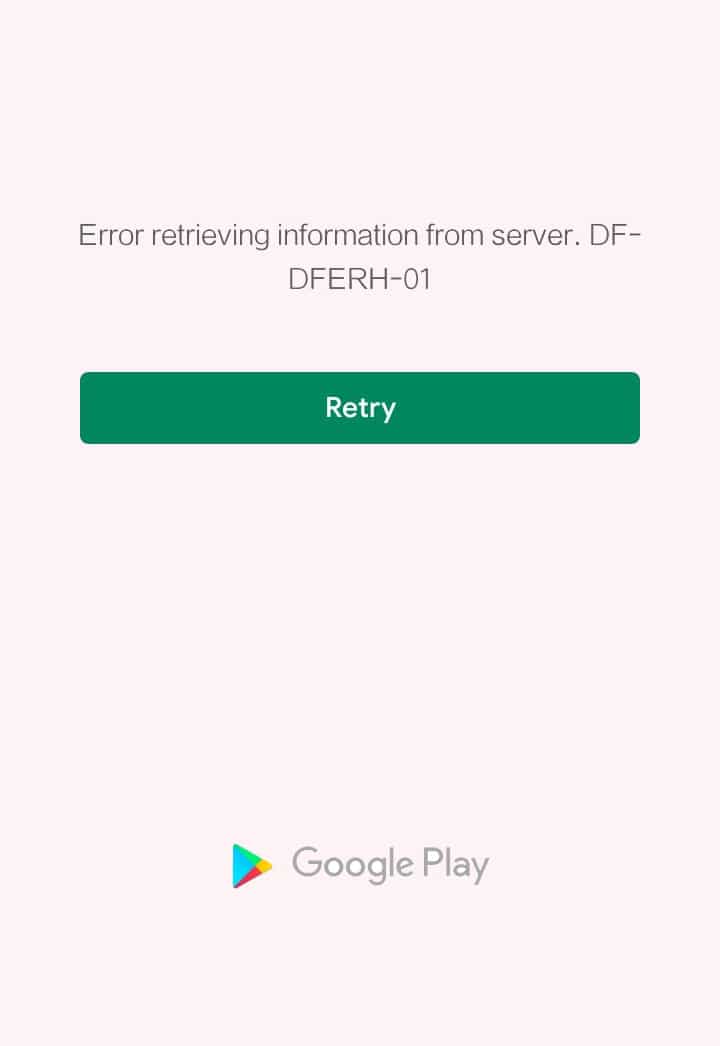 Solucionar el error de Play Store DF-DFERH-01