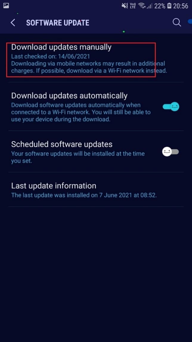 Descargar actualizaciones manualmente |  Solucionar el error de Play Store DF-DFERH-01
