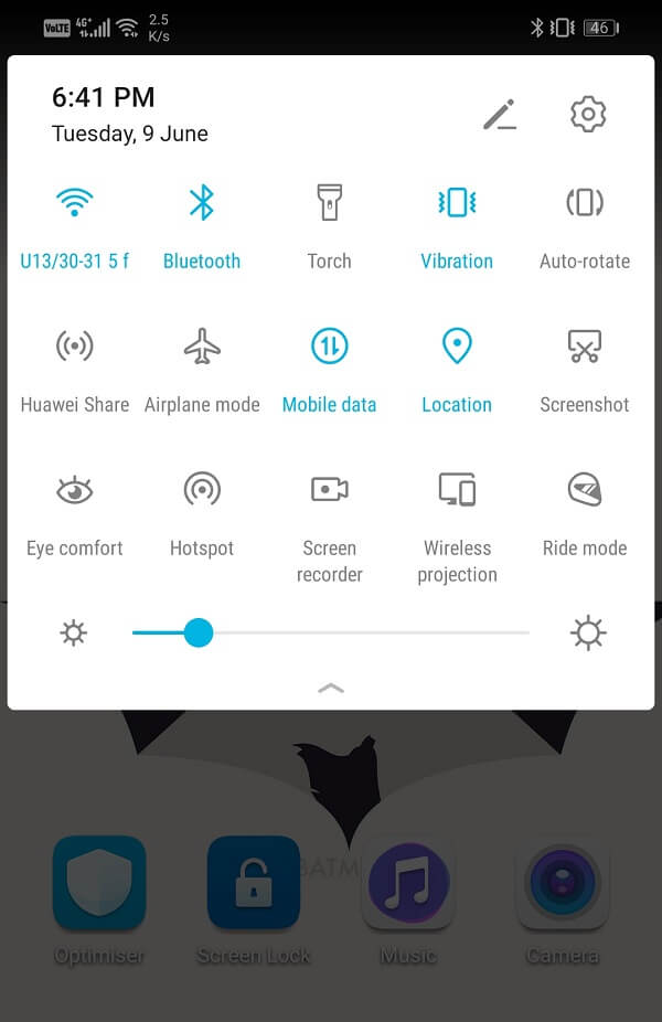 Mantenga presionado el símbolo de Wi-Fi para abrir la lista de redes Wi-Fi