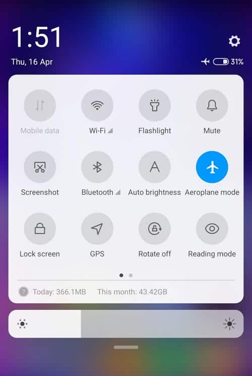 Alternar el modo avión para corregir el error de autenticación WiFi