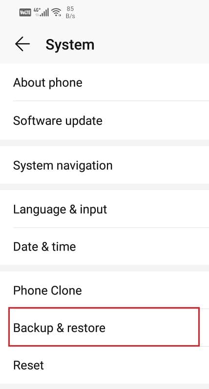 haga clic en la opción Copia de seguridad de sus datos para guardar sus datos en Google Drive