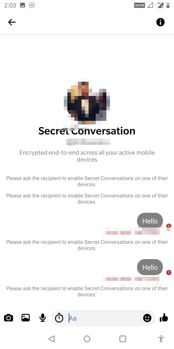 Ahora llegará a una pantalla donde todas las conversaciones serán entre usted y el destinatario.
