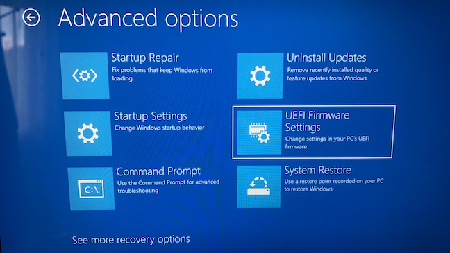 Acceder a la configuración del firmware UEFI