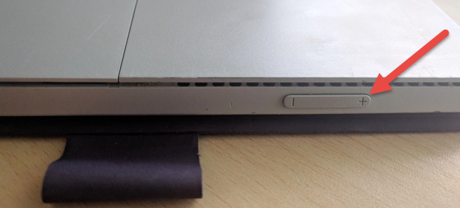 El botón Subir volumen en un dispositivo Surface