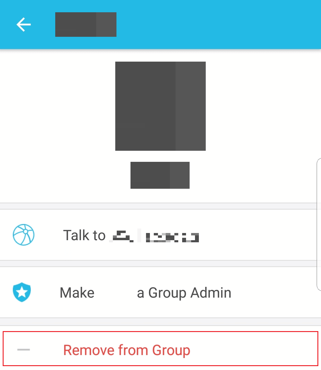 Toque la opción Eliminar del grupo y confirme