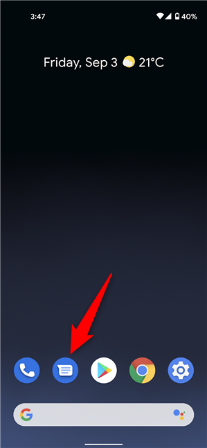 Accede a la aplicación Mensajes hecha por Google