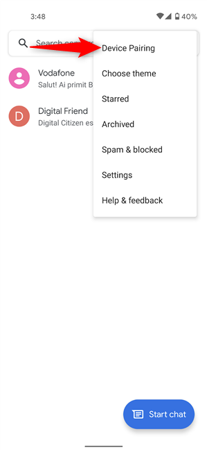 Acceda al emparejamiento de dispositivos para conectar su Android a su PC
