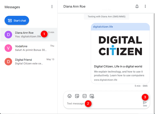 Envía un mensaje desde la computadora con Mensajes para web