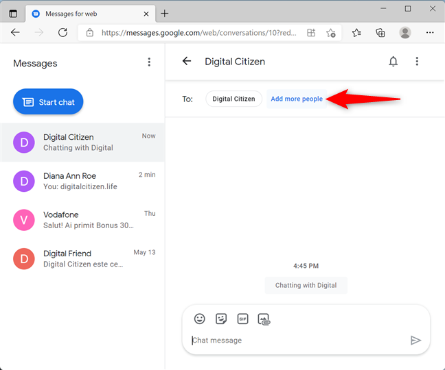 Agrega más personas a tu conversación