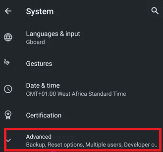Haga clic en Sistema y vaya a Configuración avanzada.