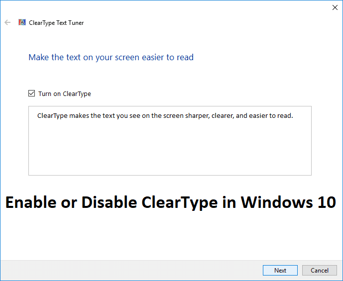 Habilitar o deshabilitar ClearType en Windows 10