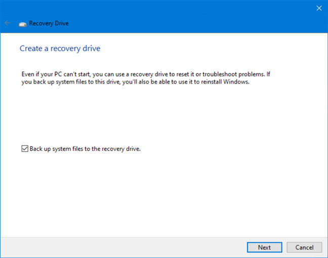 Crear una unidad de recuperación de Windows 10