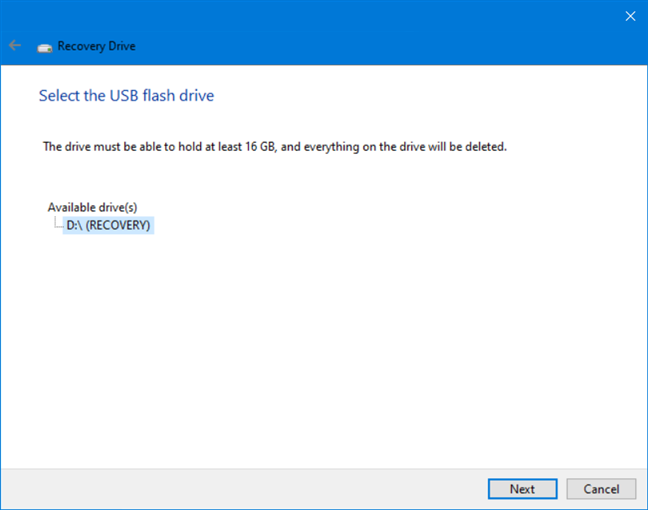 Seleccione la unidad flash USB que desea utilizar