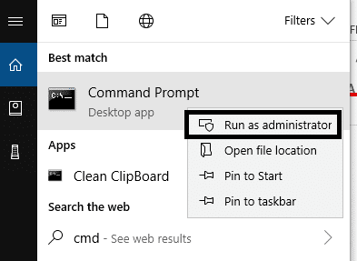 Wpisz wiersz polecenia w pasku wyszukiwania systemu Windows i otwórz go