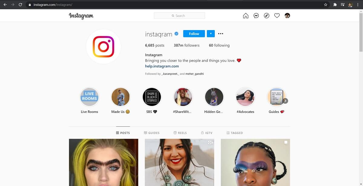 Ve al perfil de la cuenta cuya foto quieres ver. | ¿Cómo ver las fotos de Instagram en tamaño completo?