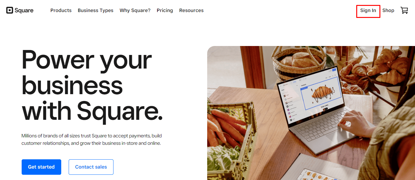 Haga clic en la opción de inicio de sesión en la esquina superior derecha de la pantalla e inicie sesión en la cuenta de Square del propietario actual.  - ¿Cómo eliminar la cuenta de Square?  2 |  Square puede retener legalmente su dinero