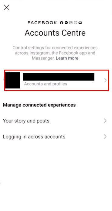 toca la cuenta de Facebook que tienes vinculada a tu Instagram |  Cómo desinstalar una actualización en Instagram 