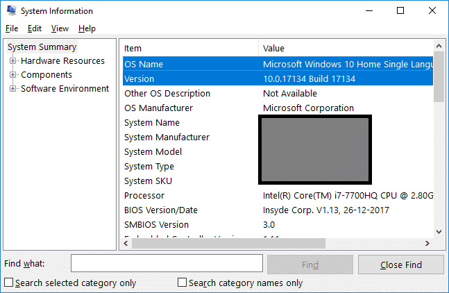 Compruebe la edición y la versión de Windows 10 que ha instalado en Nombre y versión del sistema operativo