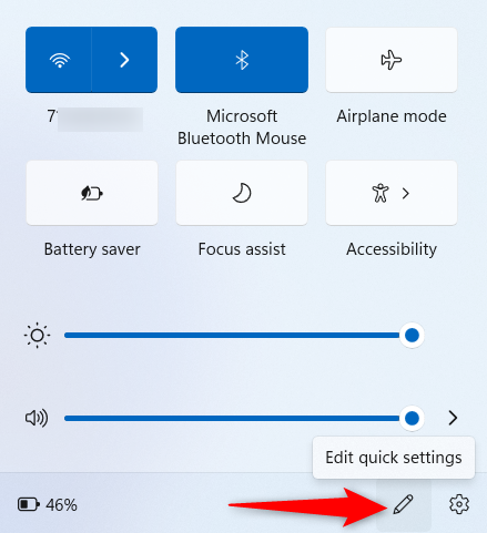 Edición de la configuración rápida en Windows 11
